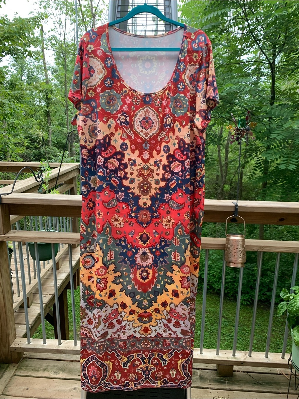 SHEIN Multicolor Bohemian Maxi Dress - Red, Navy, Mustard